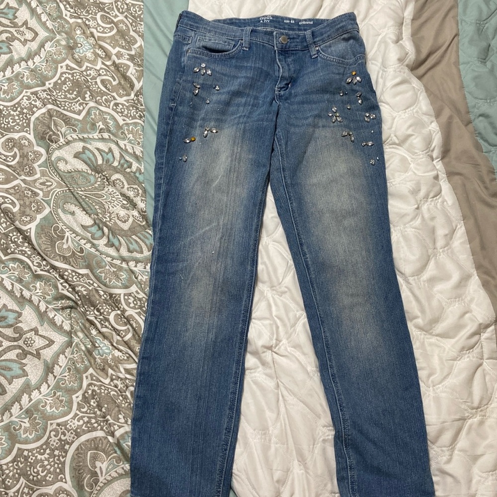 Girls Crown & Ivy blue jeans with gem details